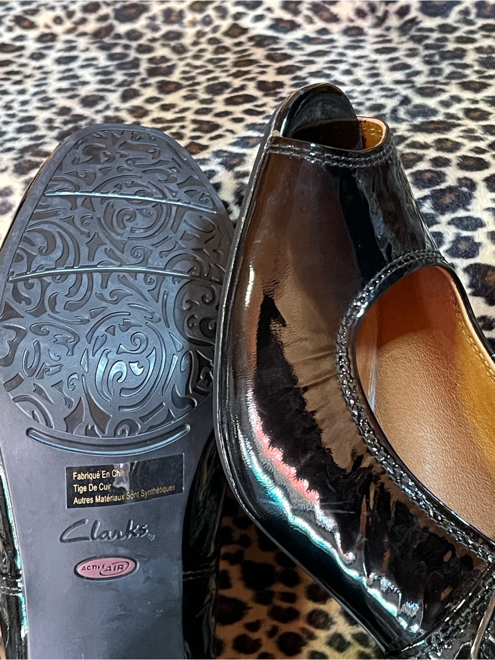 Clark’s Artisan Sz 10M Peep-Toe Mary Jane Slingback Chunky Heels/ Pumps